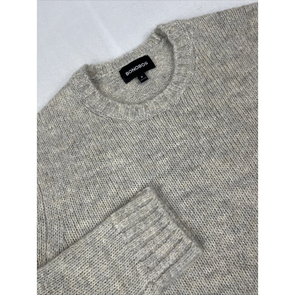 Bonobos Men’s Mohair Wool Crewneck Sweater Beige Tan Size M Lightweight